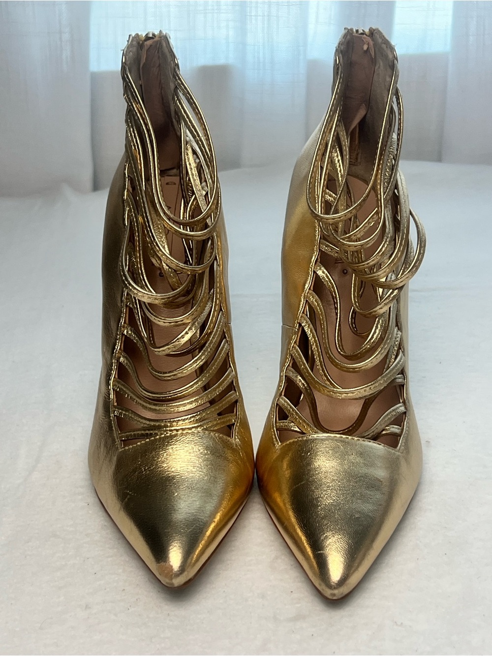 ALDO Astevia Gold Cage Strappy Pumps Heels Size 6